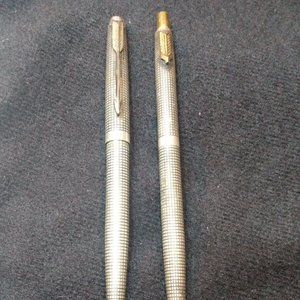 Parker Vintage Classic Sterling Silver Ballpoint & Pencil Set Cross Hatch USA
